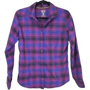Mountain Hardwear Purple Plaid Button Up Outdoor Top Size 6